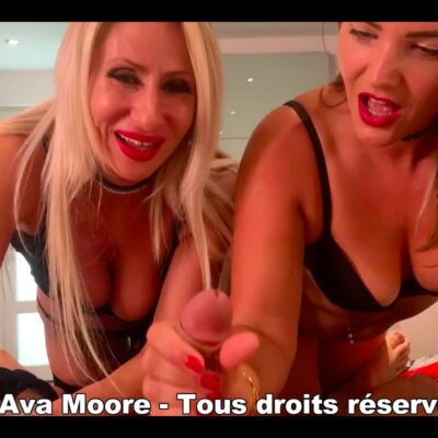 Ava Moore et Evana la blonde aux gros seins branlent et sucent un mec